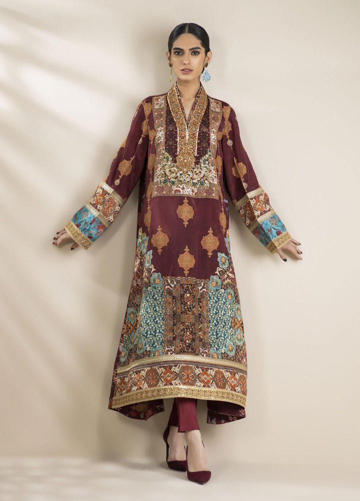 Shamaeel Ansari Luxury Pret Embroidered Silk Shirt NR - 03
