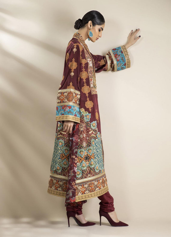 Shamaeel Ansari Luxury Pret Embroidered Silk Shirt NR - 03