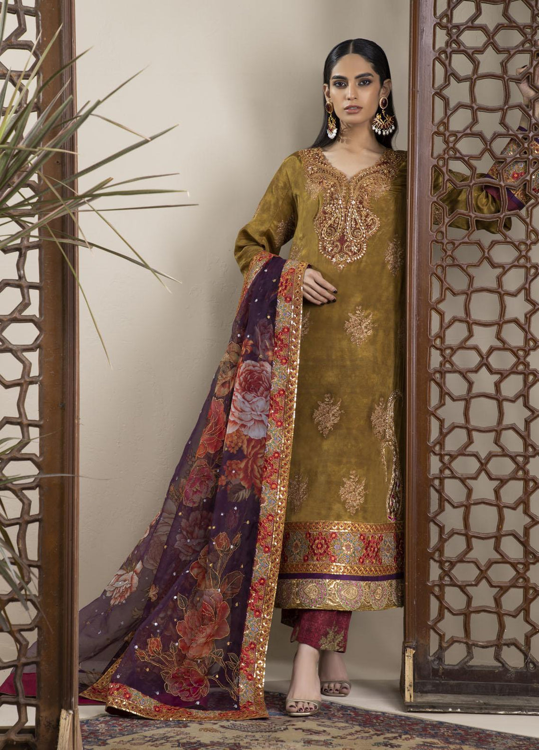 Shamaeel Ansari Luxury Pret Embroidered Silk Shirt NR - 04