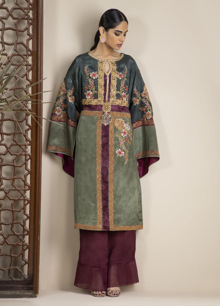 Shamaeel Ansari Luxury Pret Embroidered Silk Shirt NR - 05