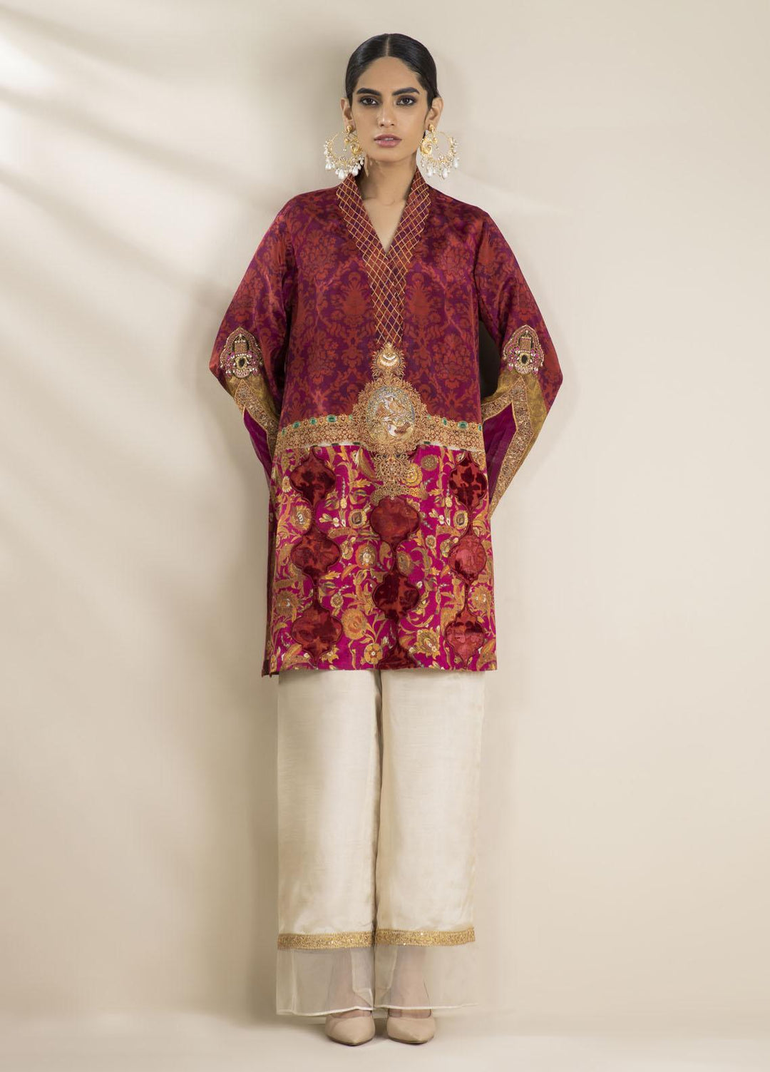 Shamaeel Ansari Luxury Pret Embroidered Silk Shirt NR - 08