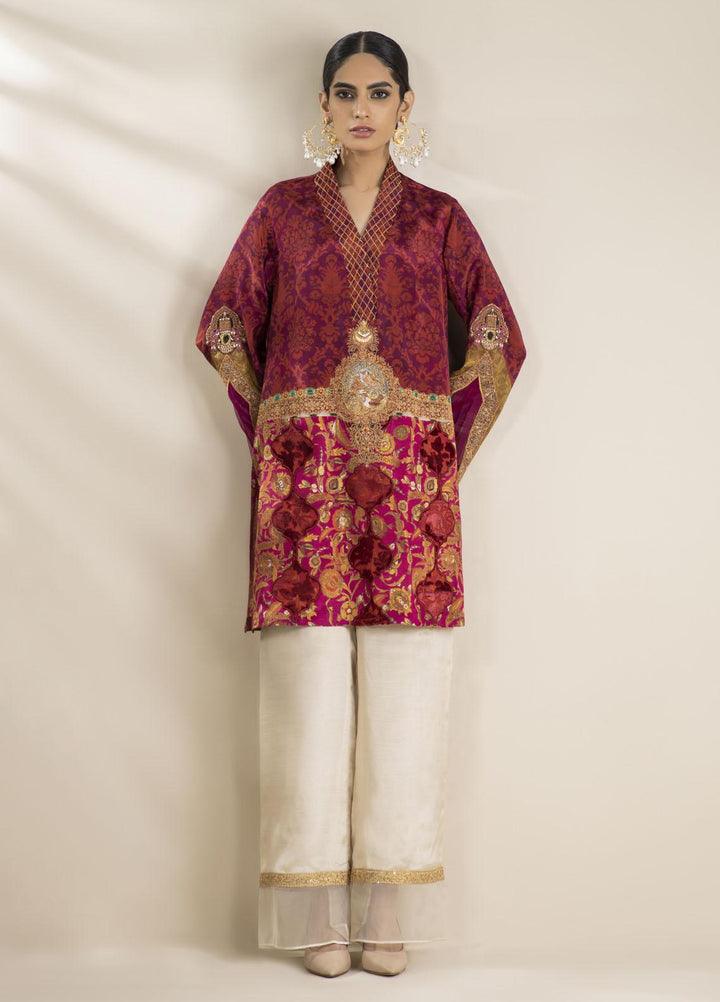 Shamaeel Ansari Luxury Pret Embroidered Silk Shirt NR - 08