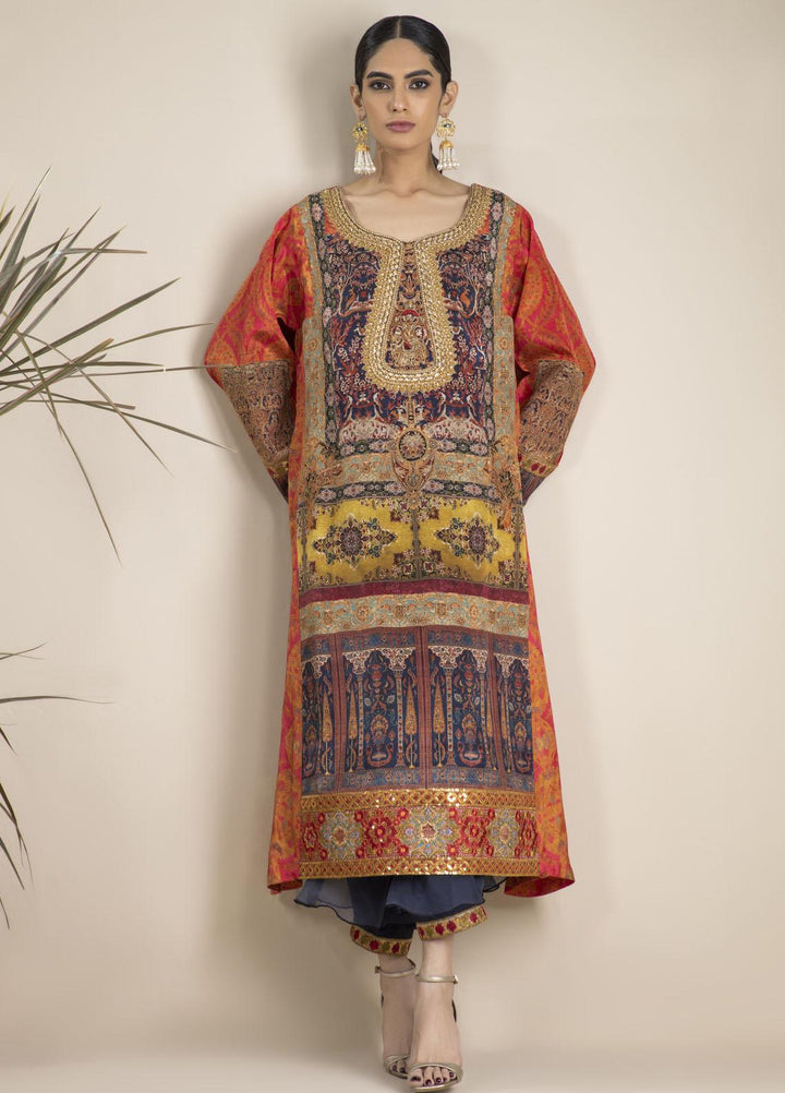 Shamaeel Ansari Luxury Pret Embroidered Silk Shirt NR - 09