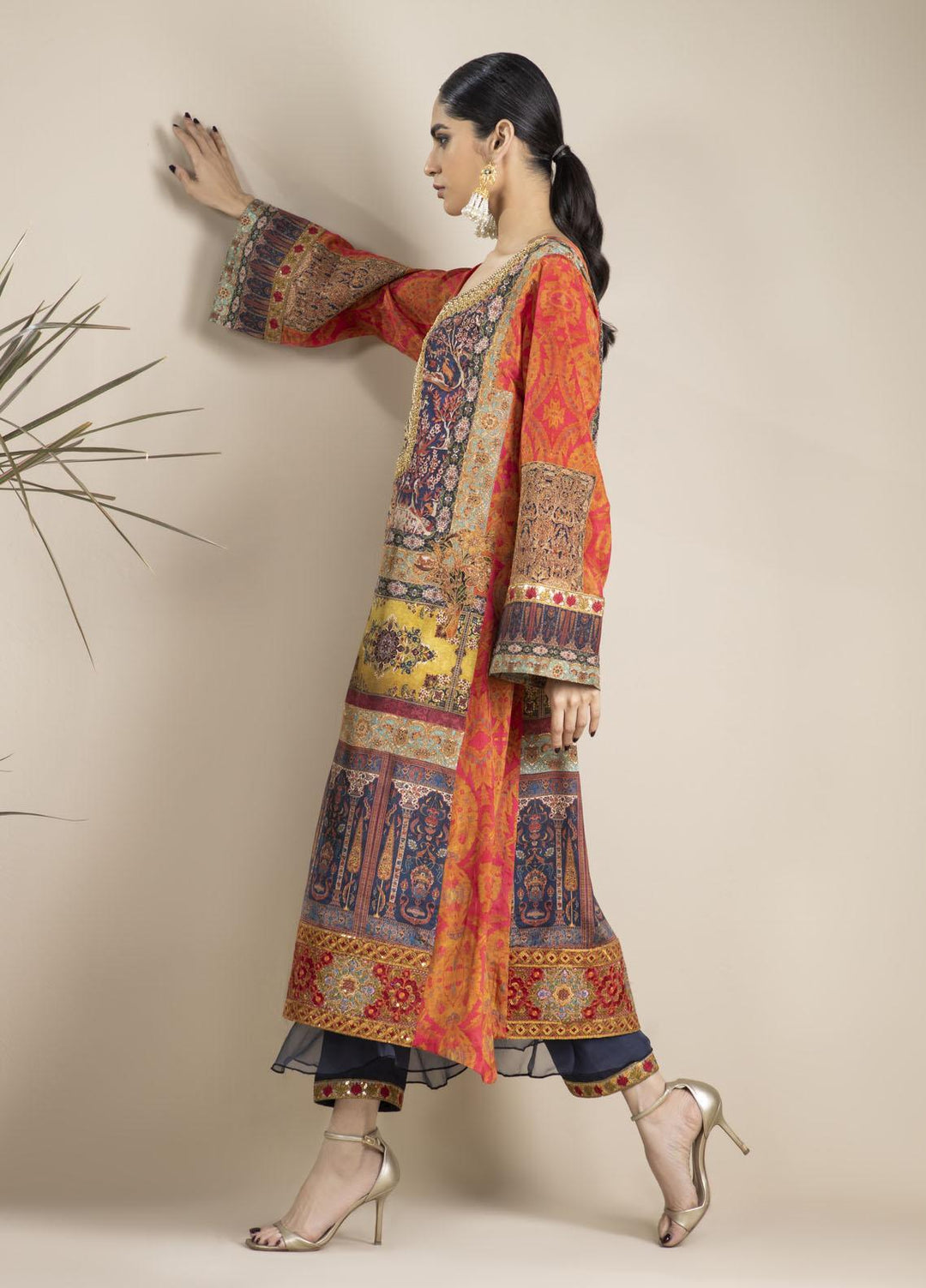 Shamaeel Ansari Luxury Pret Embroidered Silk Shirt NR - 09