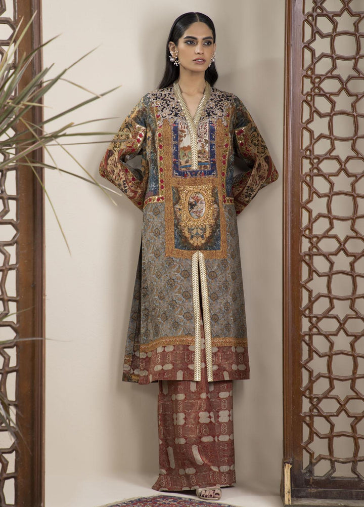 Shamaeel Ansari Luxury Pret Embroidered Silk Shirt NR - 10