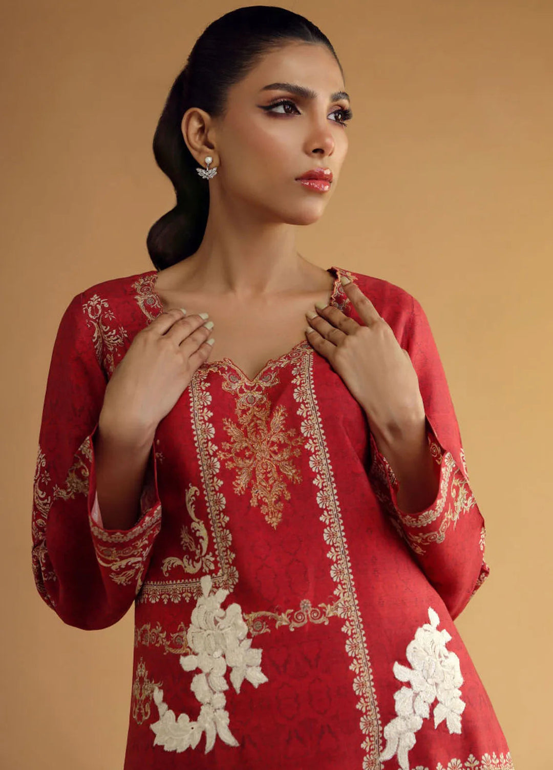 Shamaeel Ansari Pret Embroidered Khaadi Silk 2 Piece Suit DC-06