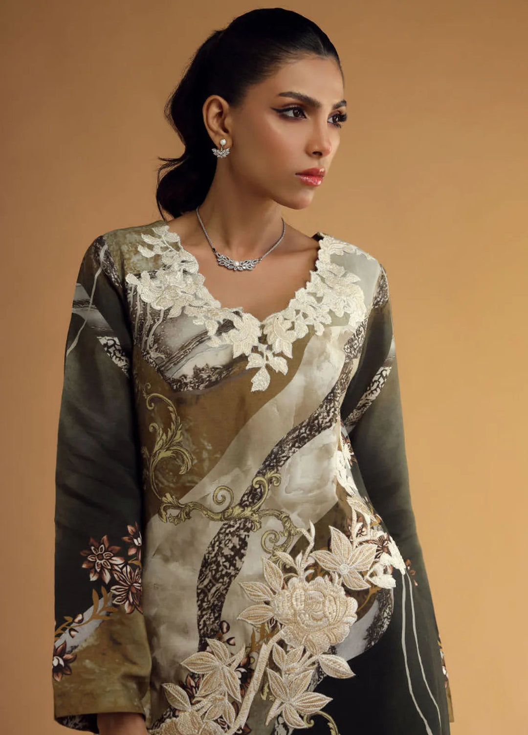 Shamaeel Ansari Pret Embroidered Khaadi Silk 2 Piece Suit DC-08