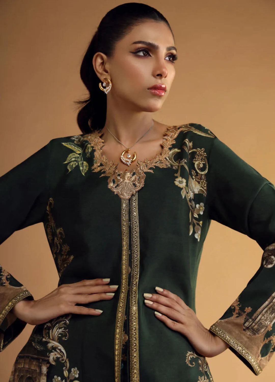 Shamaeel Ansari Pret Embroidered Khaadi Silk 2 Piece Suit DC-09