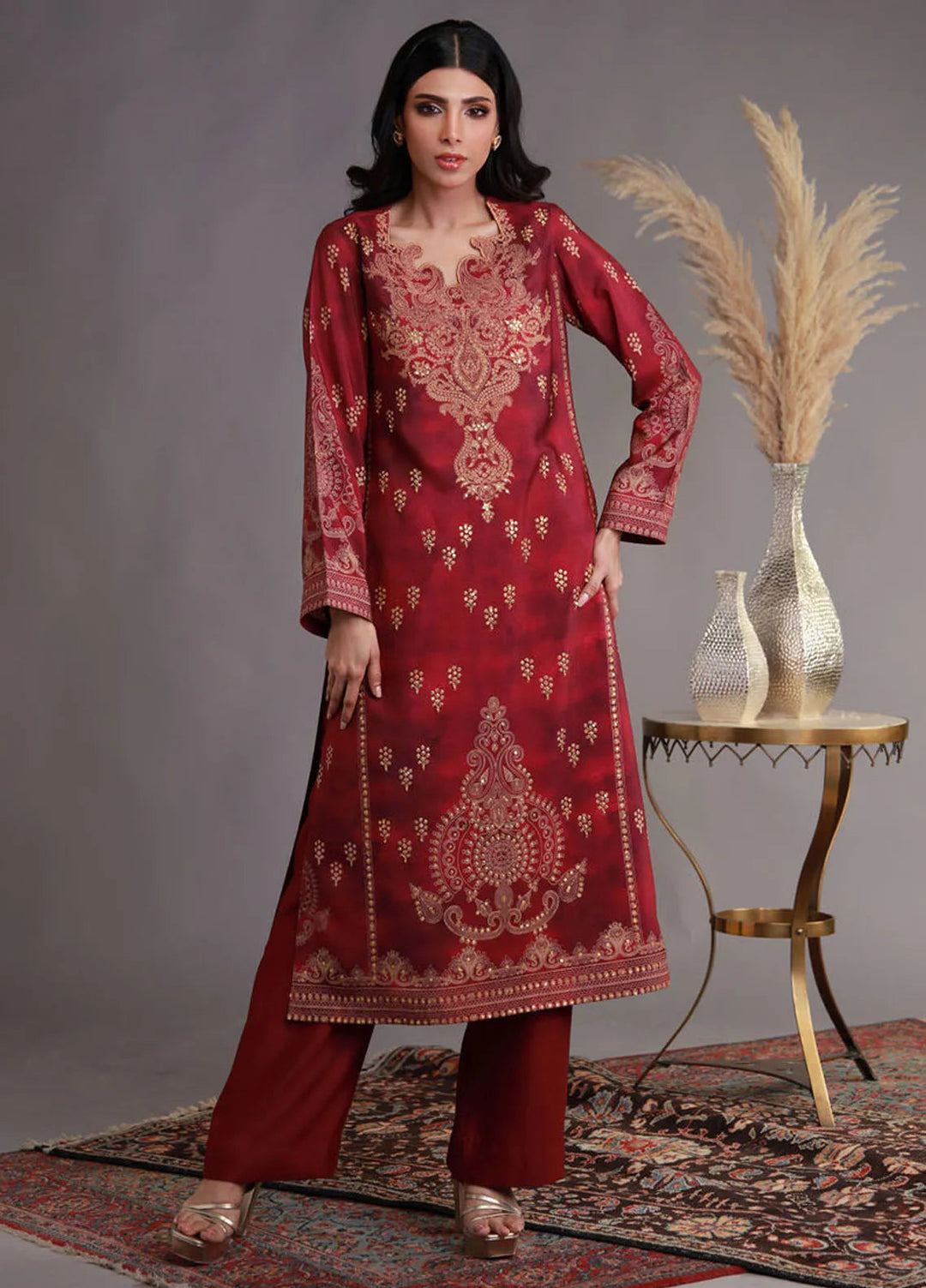 Shamaeel Ansari Pret Embroidered Khaadi Silk 3 Piece Suit WFE-02