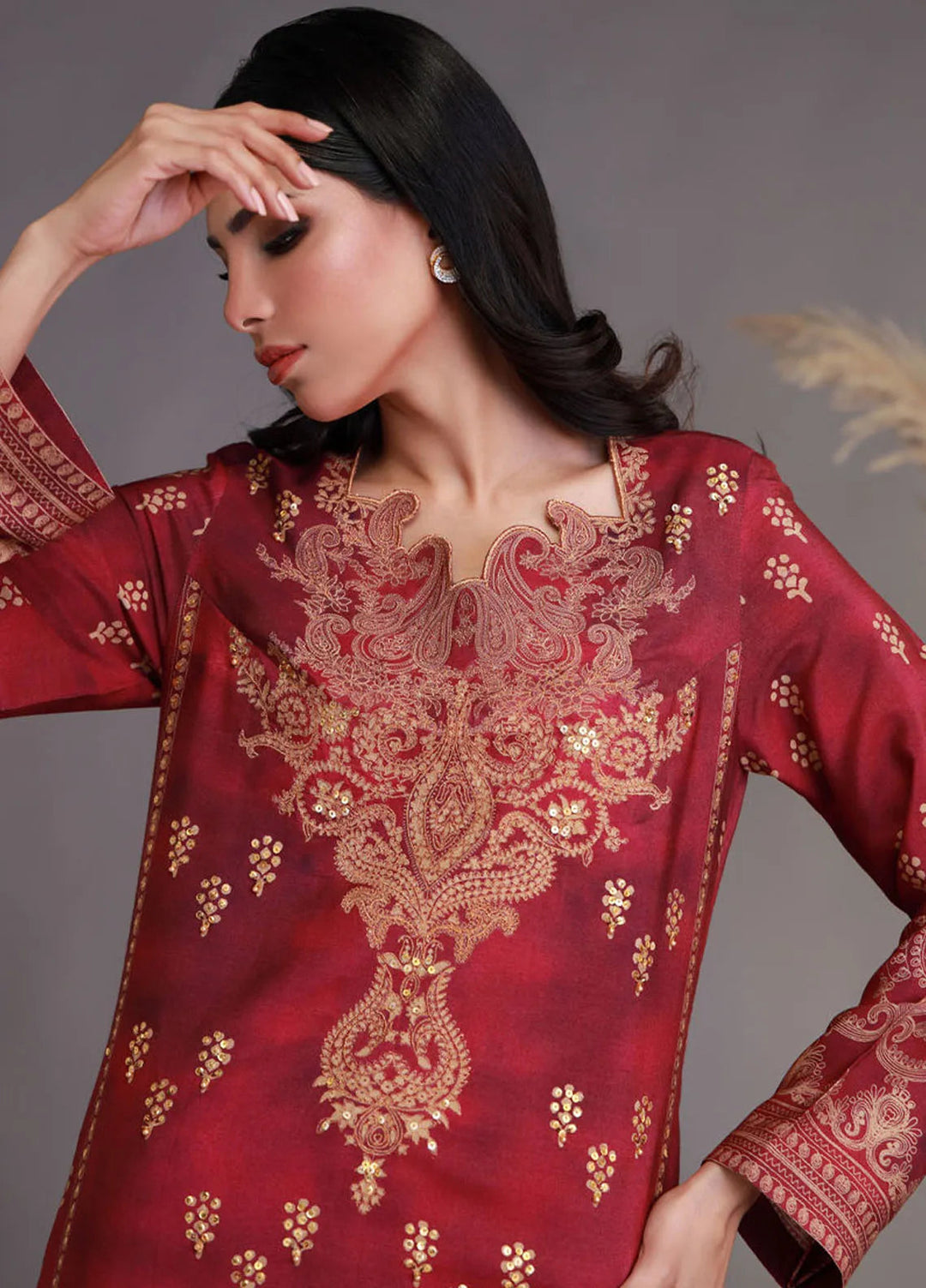 Shamaeel Ansari Pret Embroidered Khaadi Silk 3 Piece Suit WFE-02