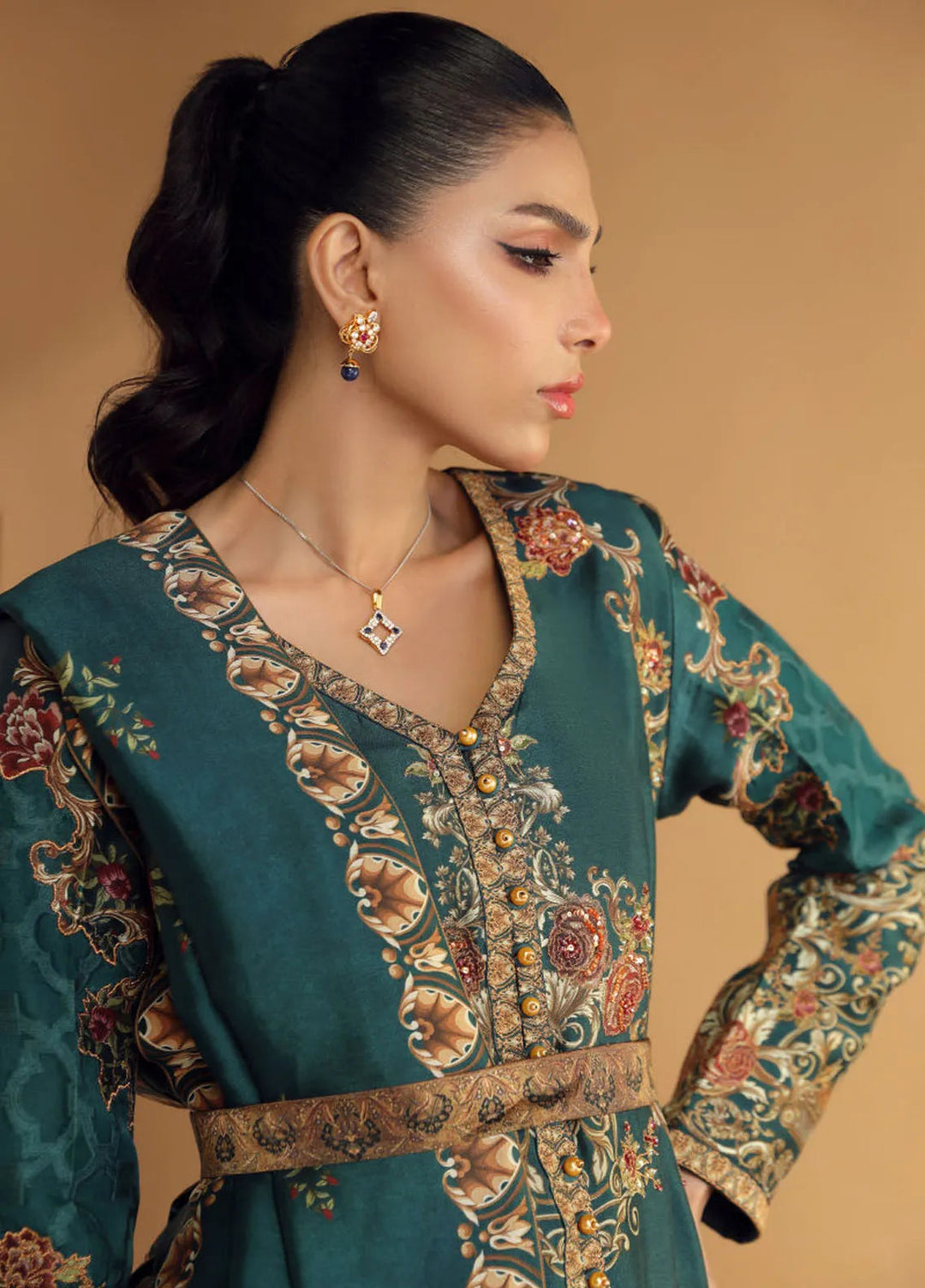 Shamaeel Ansari Pret Embroidered Sheesha Silk 3 Piece Suit DC-05