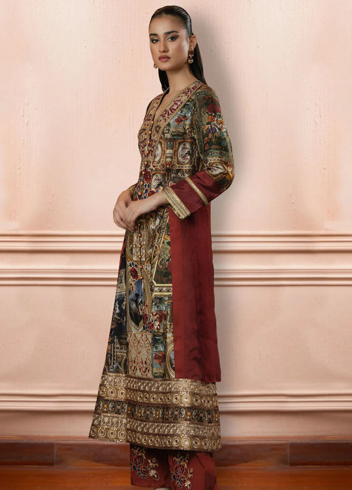 Shamaeel Ansari Pret Embroidered Silk 2 Piece Suit TRE-16
