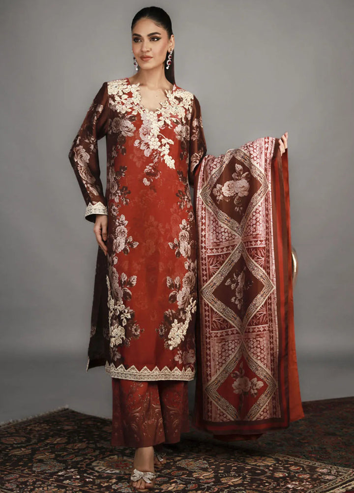 Shamaeel Ansari Pret Embroidered Silk 3 Piece Suit TRE-07