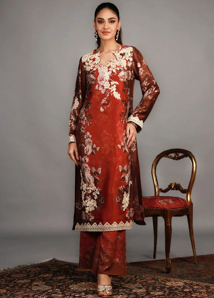 Shamaeel Ansari Pret Embroidered Silk 3 Piece Suit TRE-07