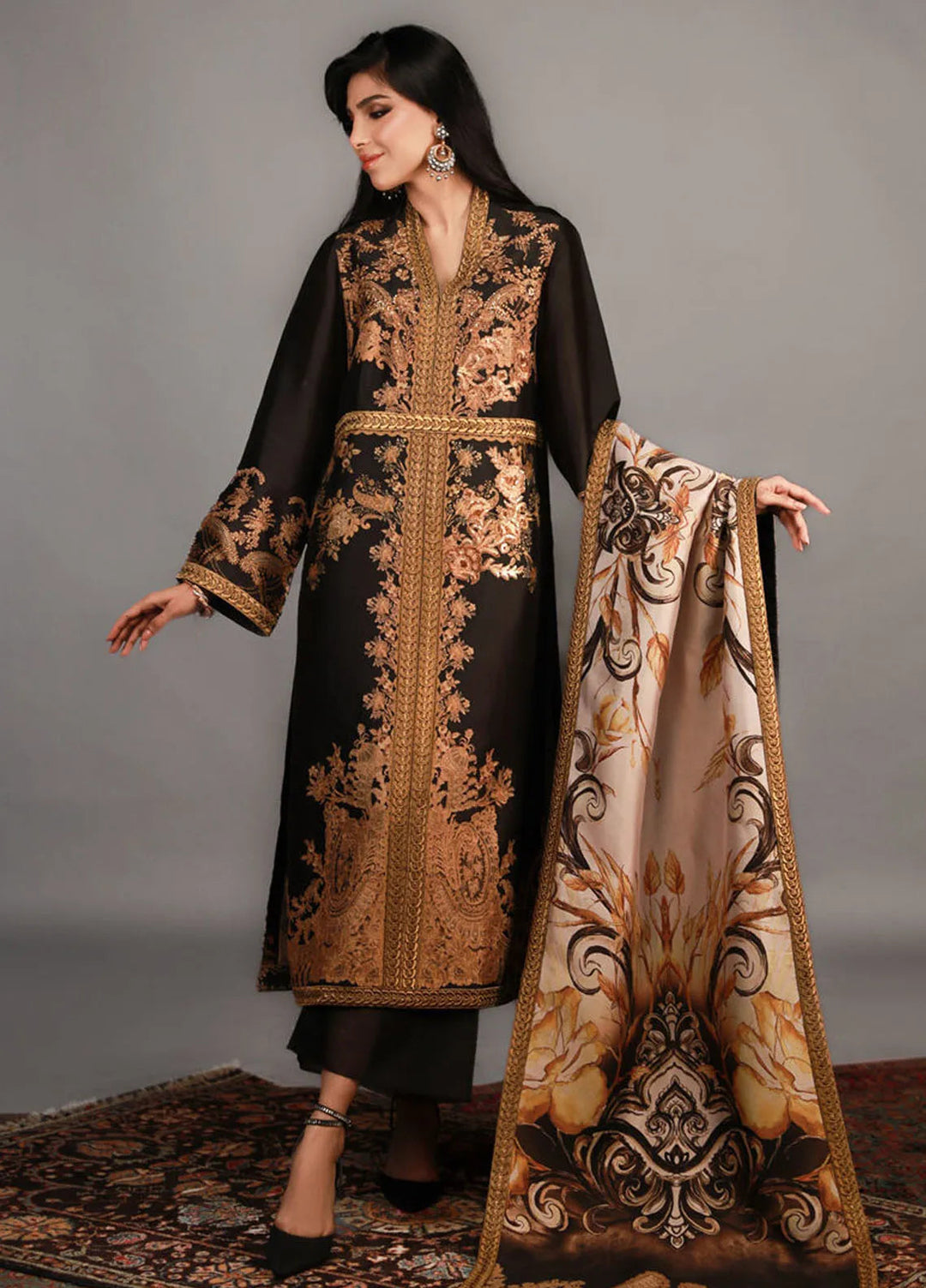 Shamaeel Ansari Pret Embroidered Silk 3 Piece Suit TRE-08