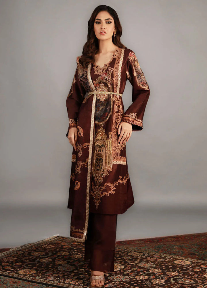 Shamaeel Ansari Pret Embroidered Silk 3 Piece Suit TRE-12