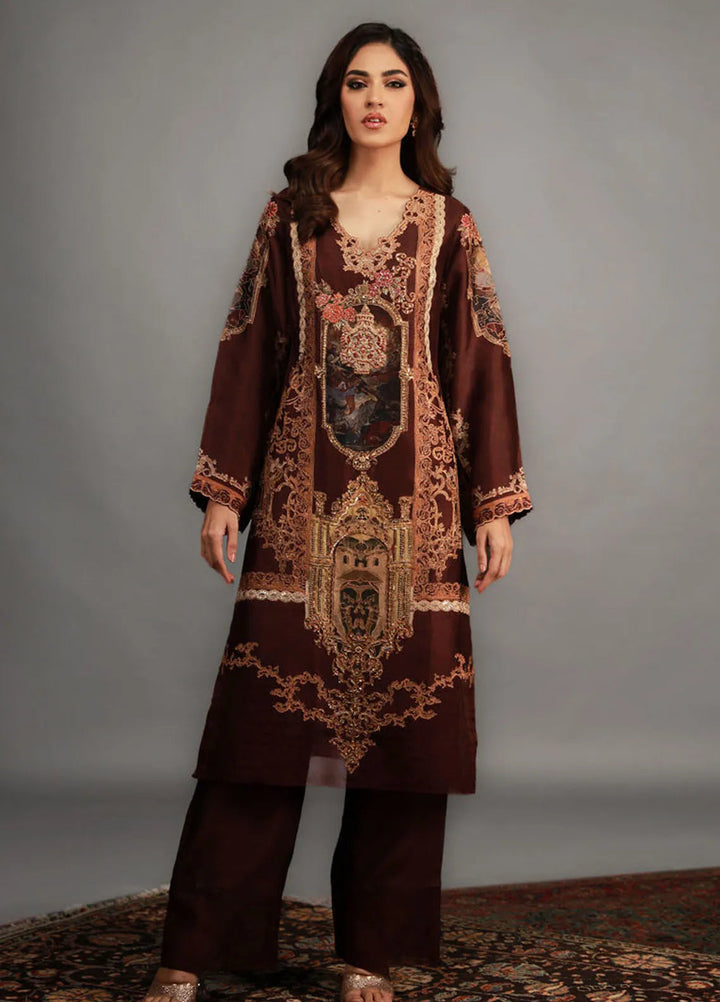 Shamaeel Ansari Pret Embroidered Silk 3 Piece Suit TRE-12