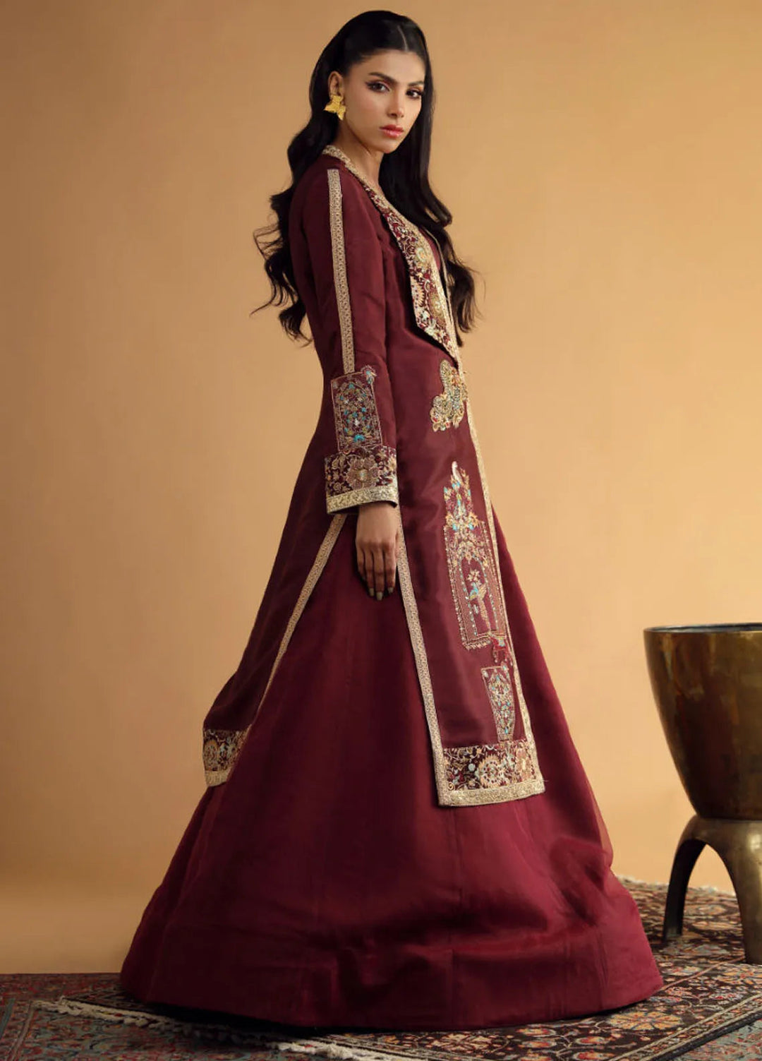 Shamaeel Ansari Pret Embroidered Silk 4 Piece Suit DC-02