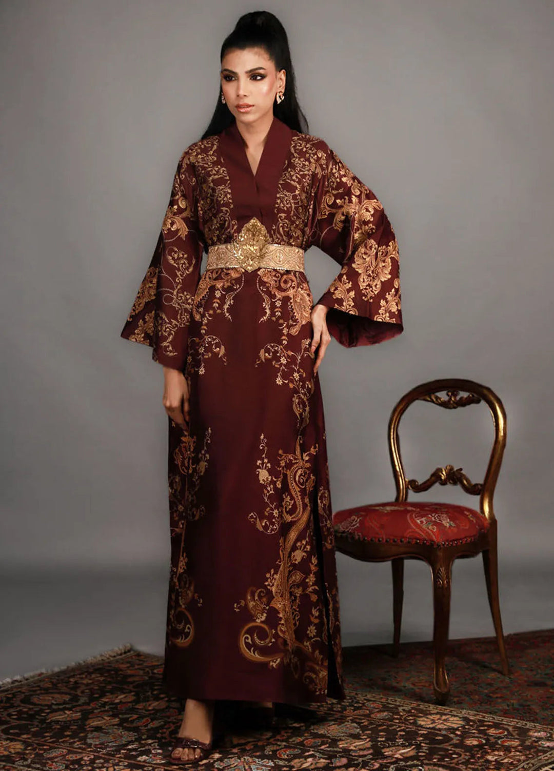 Shamaeel Ansari Pret Embroidered Silk Kaftan TRE-03