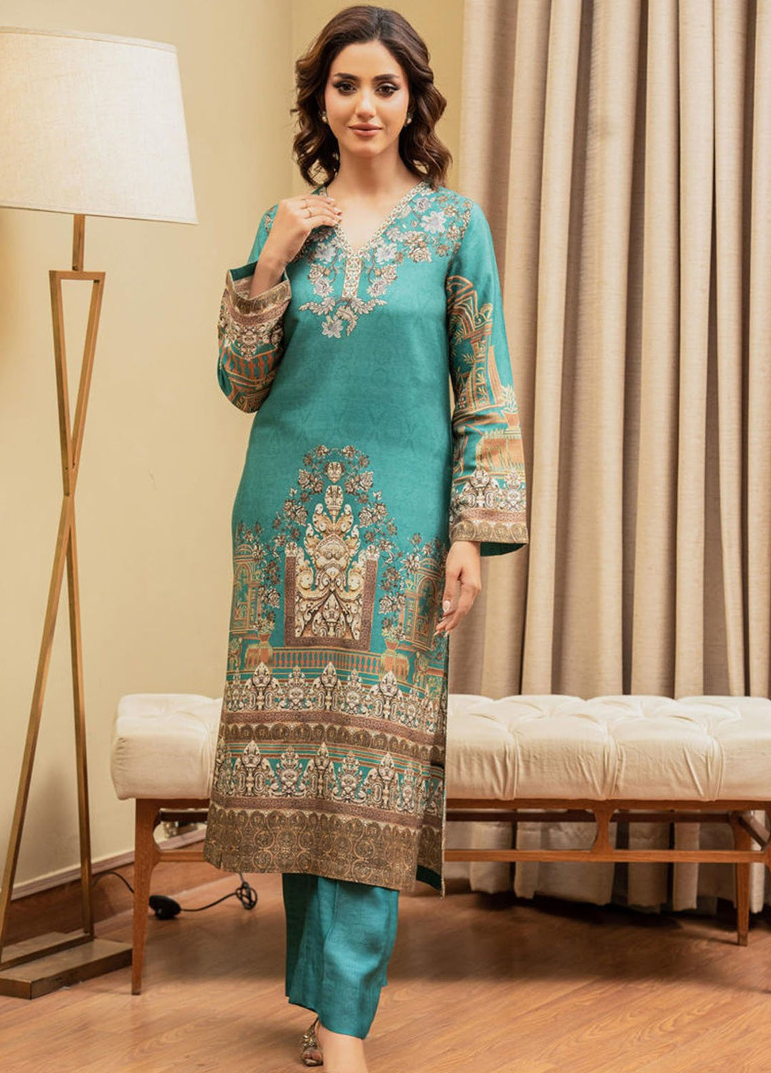 Shamaeel Ansari Pret Printed Khaddi Silk 2 Piece Suit ECK-27