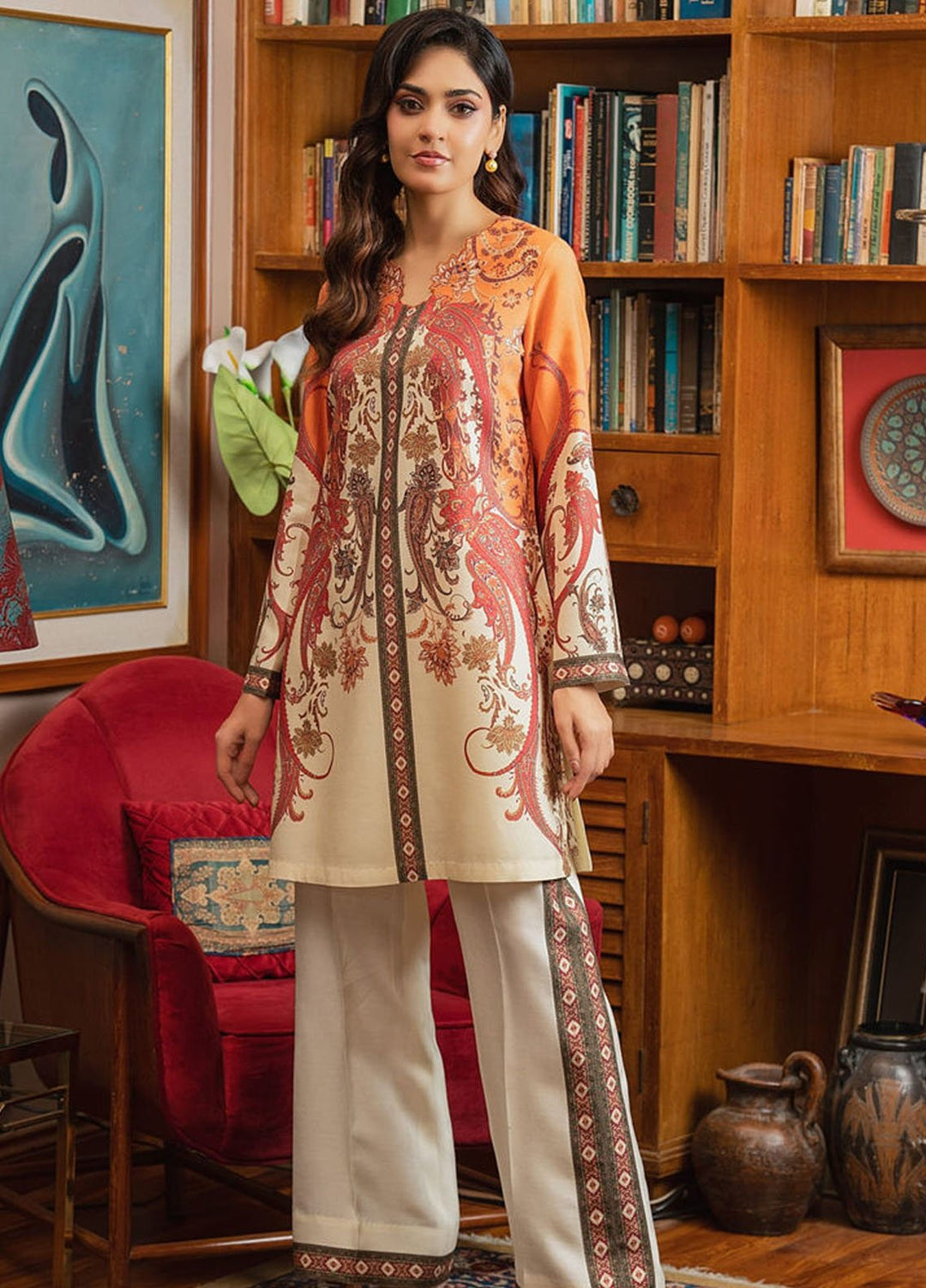 Shamaeel Ansari Pret Printed Khaddi Silk 2 Piece Suit ECK-29