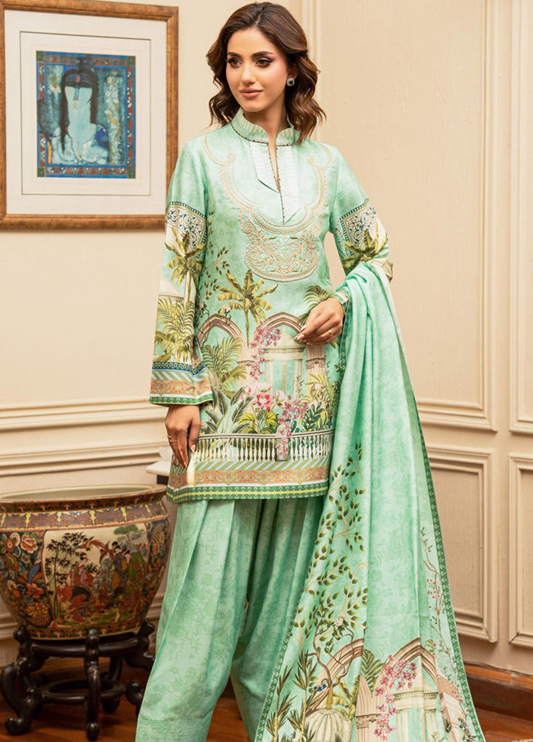 Shamaeel Ansari Pret Printed Khaddi Silk 3 Piece Suit ECK-30
