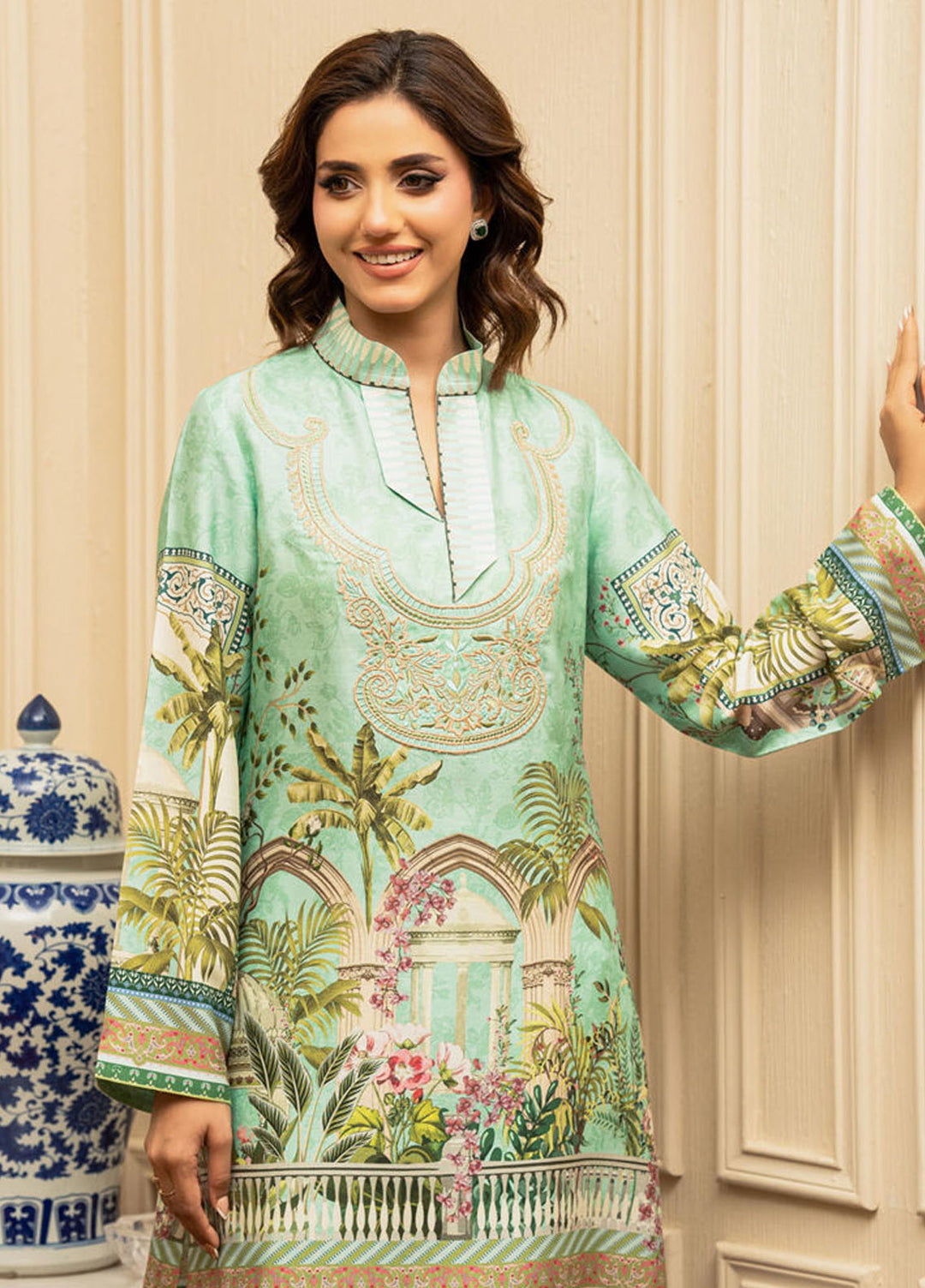 Shamaeel Ansari Pret Printed Khaddi Silk 3 Piece Suit ECK-30