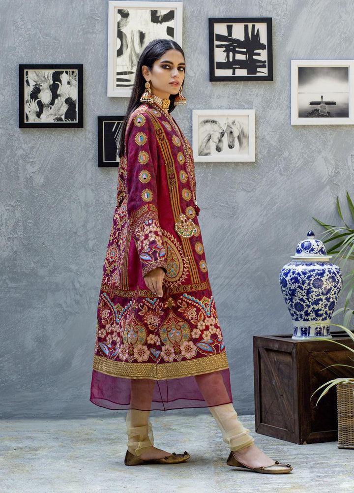 Shamaeel Ansari Luxury Pret  Silk Shirt SW-Ethnic Mharoon