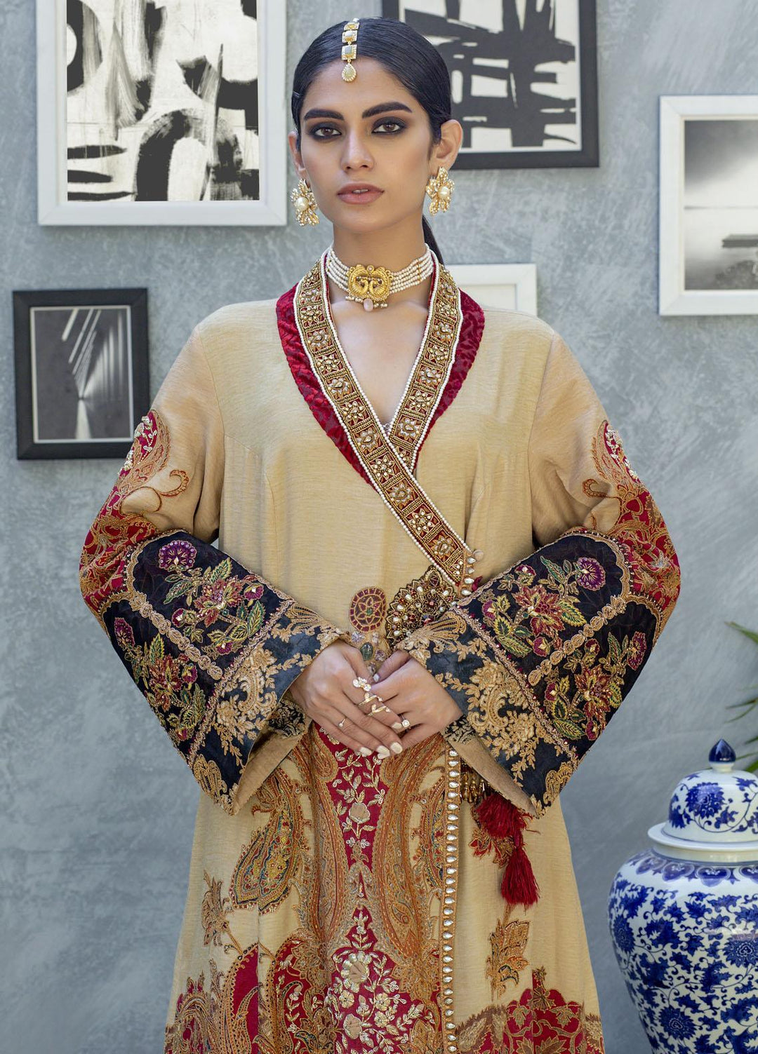 Shamaeel Ansari Luxury Pret  Silk Shirt SW-NV 3