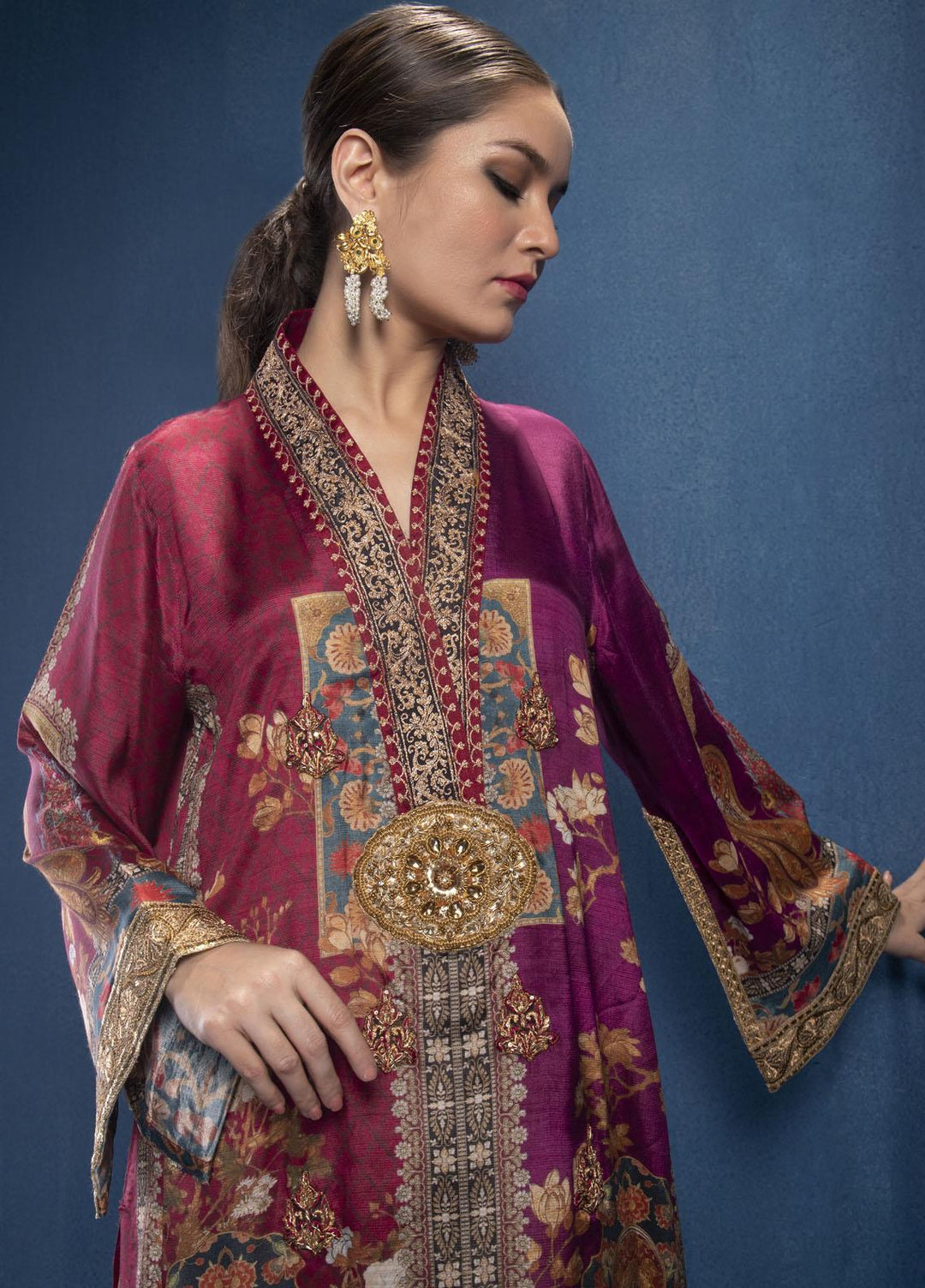 Shamaeel Ansari Luxury Pret  Silk Shirt SMA22SL S-06