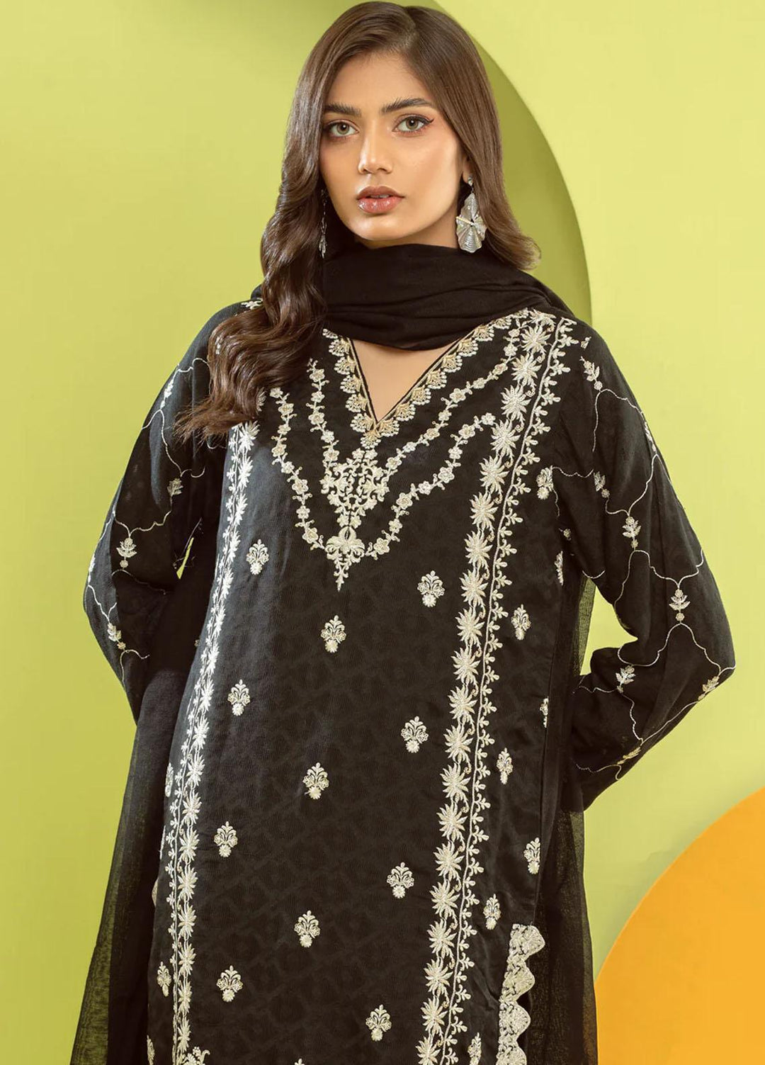 Shamooz Pret Jacquard Cotton 3 Piece Suit SEM-0488 Carbon Black