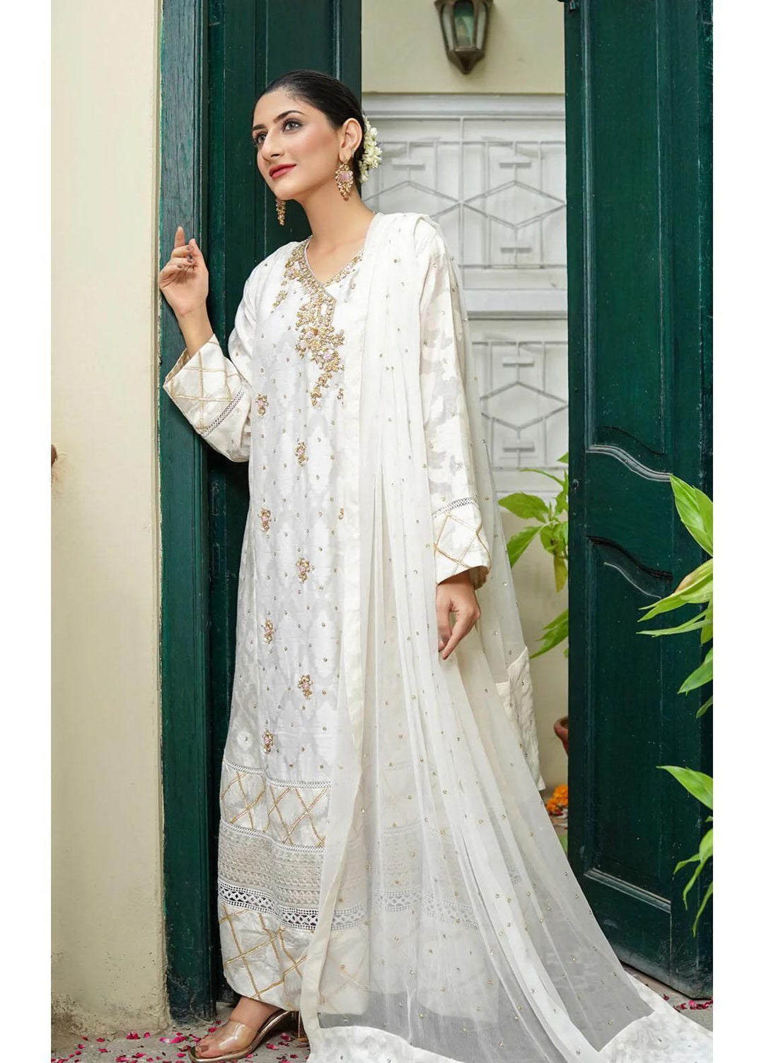 Shamooz Pret  Jacquard 3 Piece Dress SHM22DW White Tulip SEM-0342