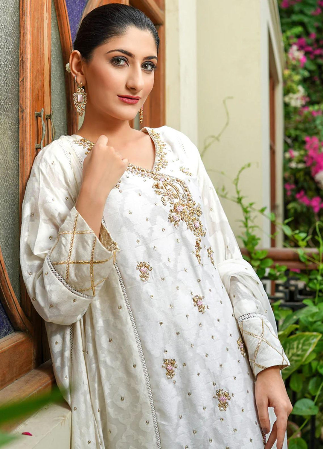 Shamooz Pret  Jacquard 3 Piece Dress SHM22DW White Tulip SEM-0342