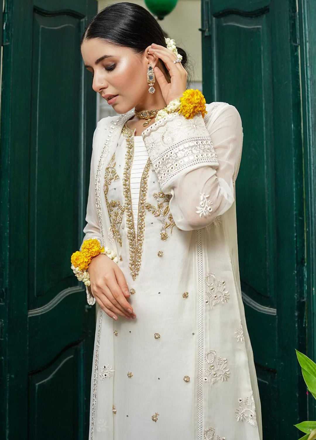 Shamooz Pret  Chiffon 3 Piece Dress SHM22DW Ivory SEM-0323