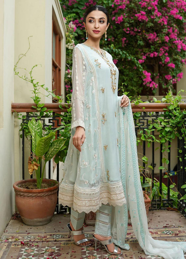 Shamooz Pret  Chiffon 3 Piece Dress SHM22DW Light Aqua SEM-0336