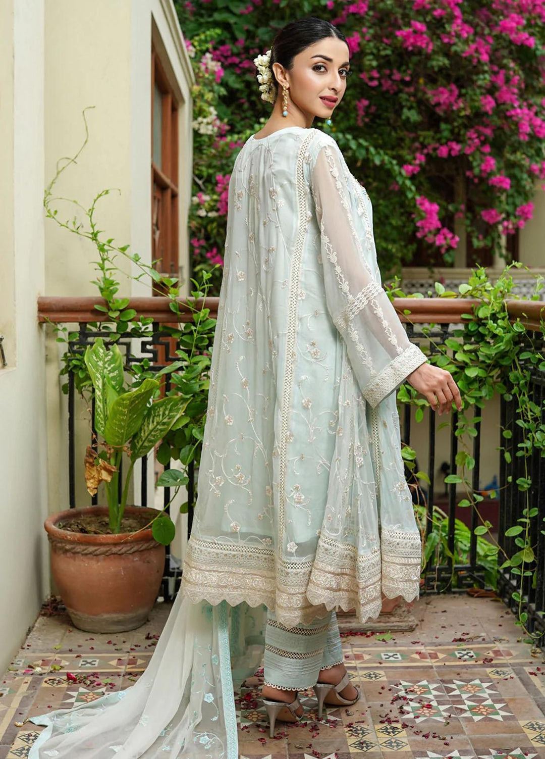 Shamooz Pret  Chiffon 3 Piece Dress SHM22DW Light Aqua SEM-0336