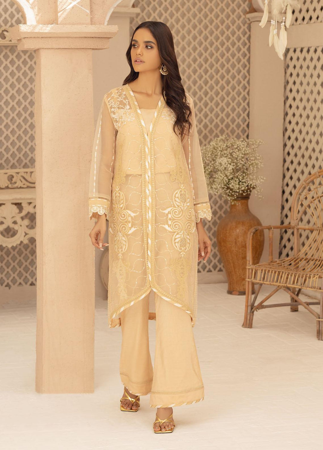Jade By Shamooz Embroidered Organza  Unstitched Shirt SU-038 - Spring Collection