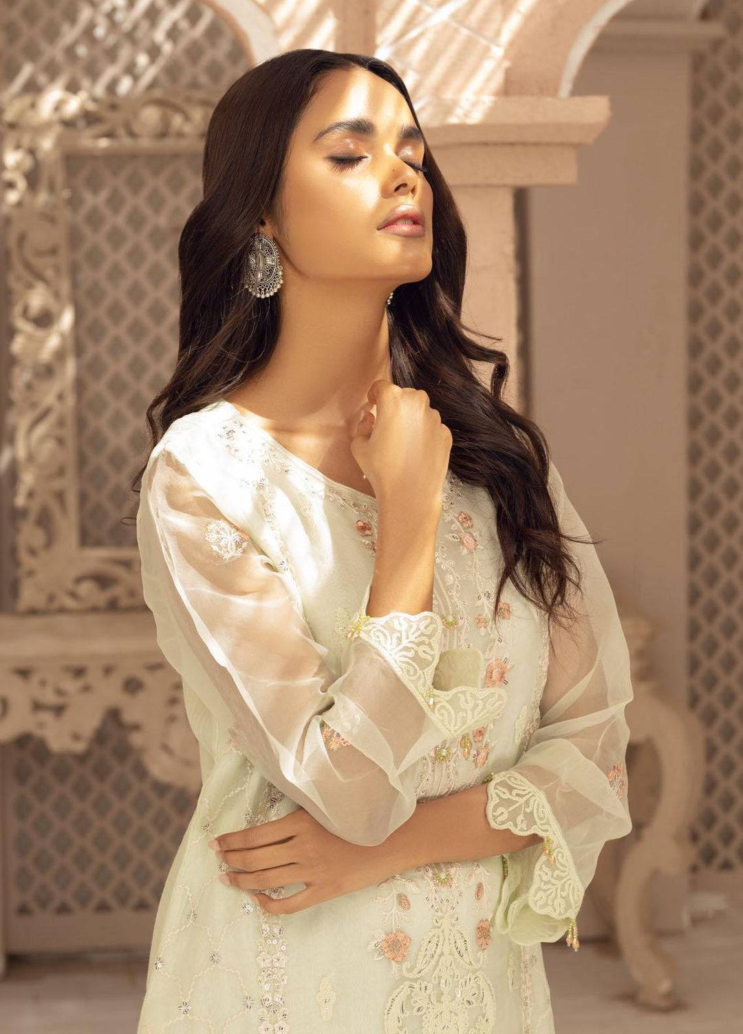 Jade By Shamooz Embroidered Organza  Unstitched Shirt SU-041 - Spring Collection