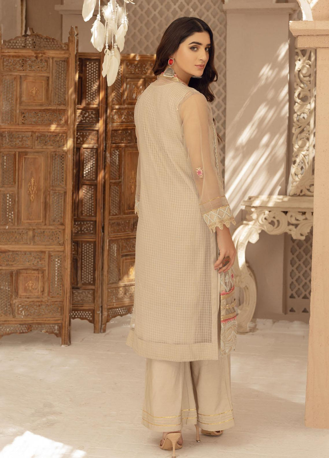Jade By Shamooz Embroidered Organza  Unstitched Shirt SU-042 - Spring Collection