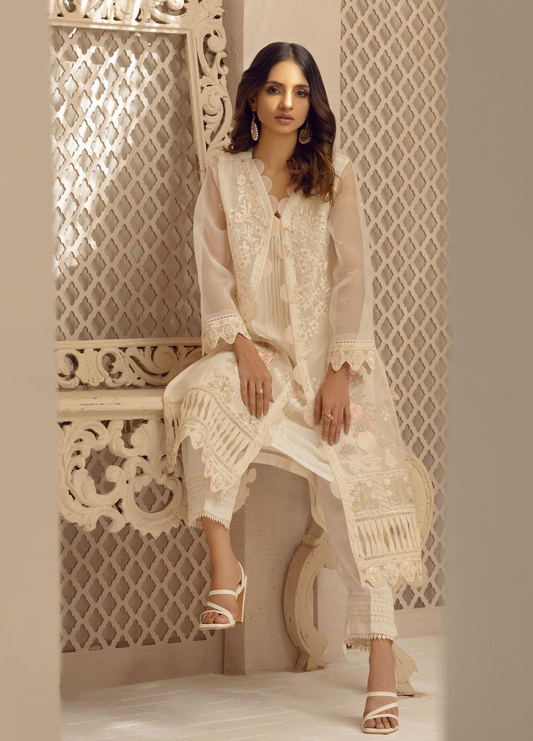 Jade By Shamooz Embroidered Organza  Unstitched Shirt SU-044 - Spring Collection
