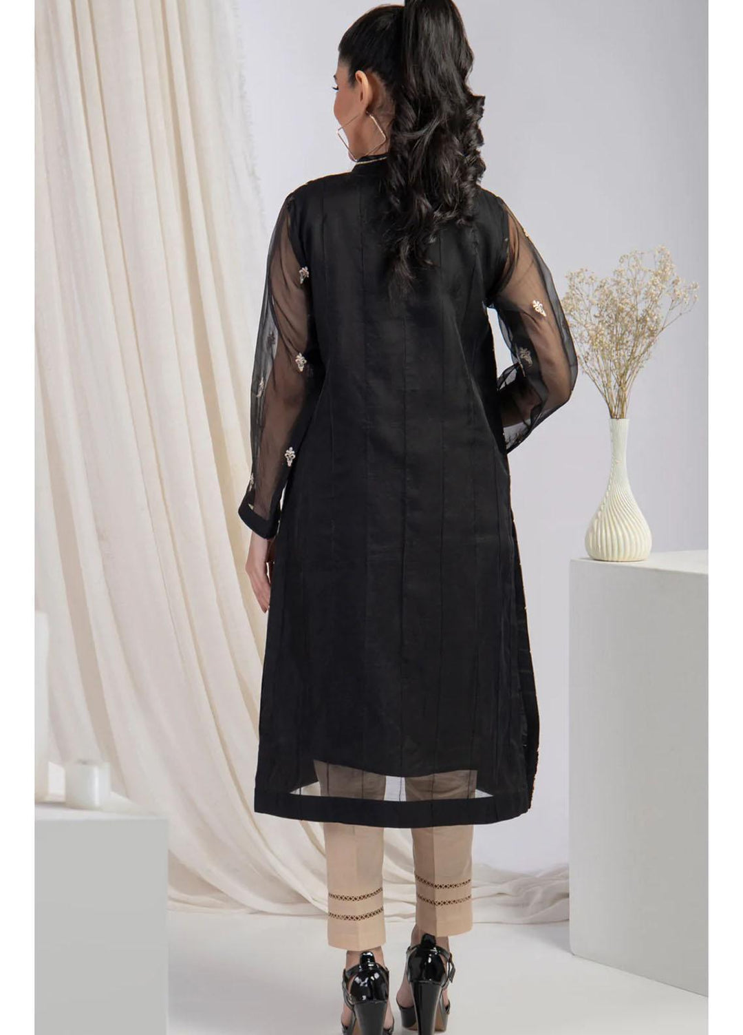 Shamooz Luxury Pret  Organza Shirt SHM22LC SHK-028 Black Forest