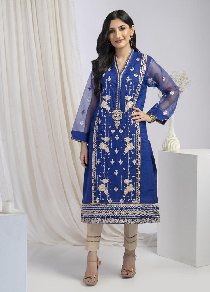 Shamooz Luxury Pret  Organza Shirt SHM22LC SHK-029 Ink Blue