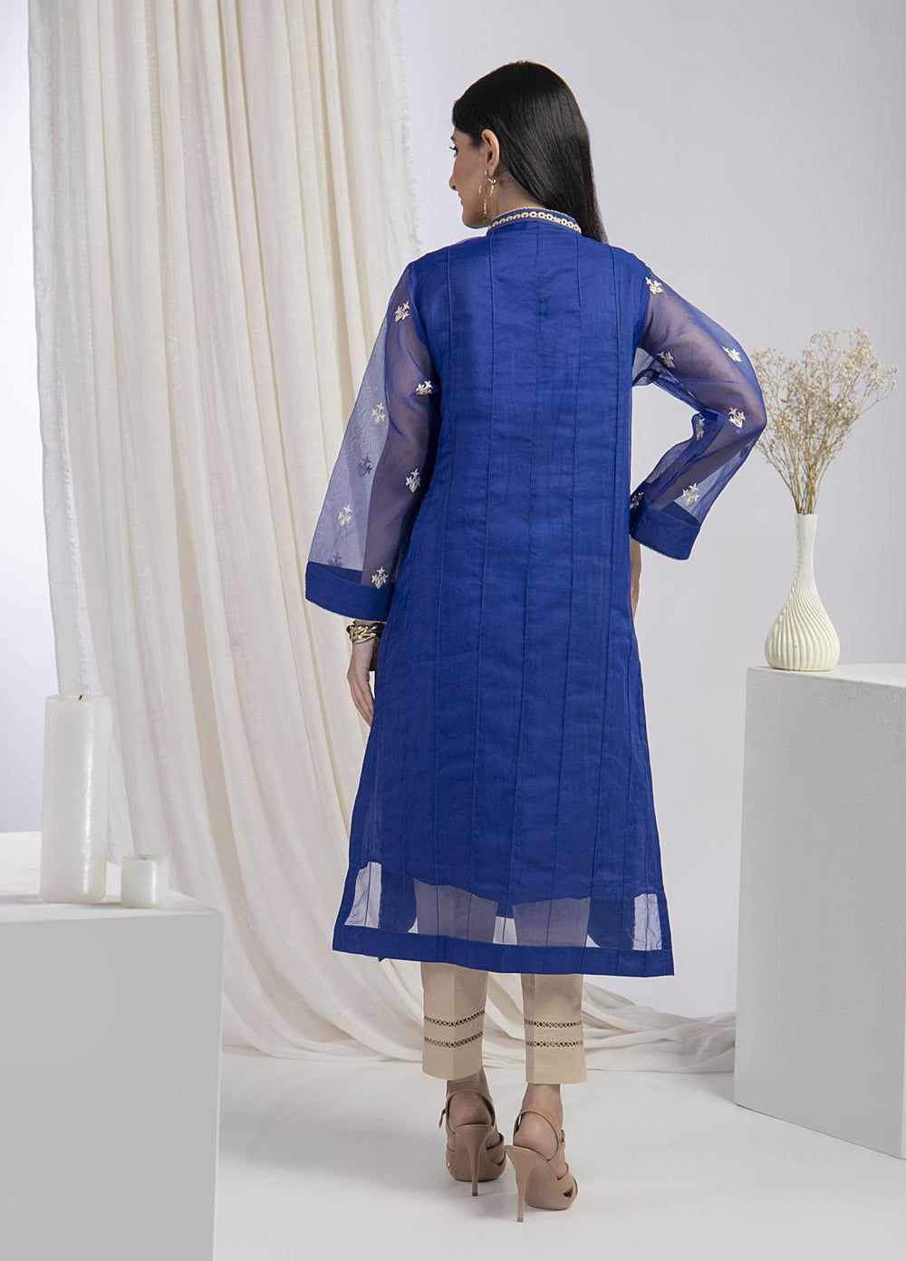 Shamooz Luxury Pret  Organza Shirt SHM22LC SHK-029 Ink Blue