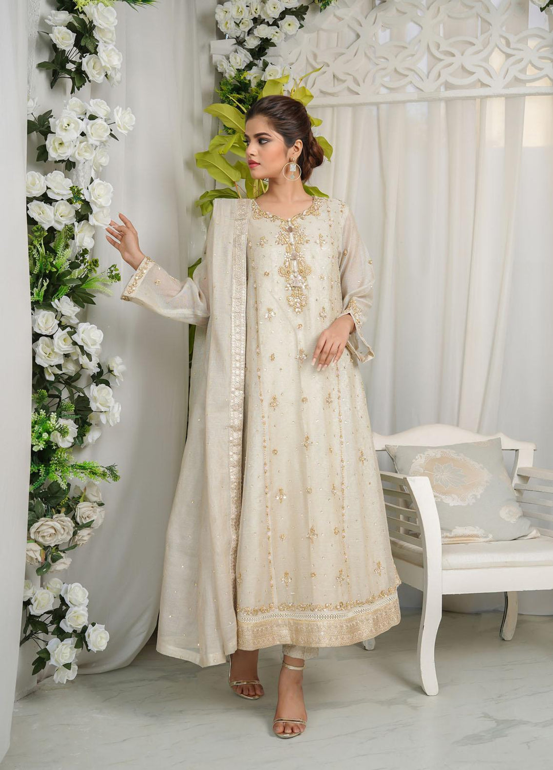 Shamooz Luxury Pret  Missouri 3 Piece Dress SHM23MP French Beige /SEM-0364