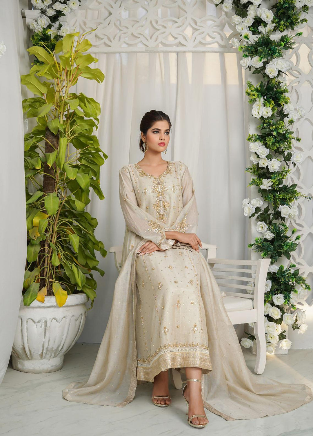 Shamooz Luxury Pret  Missouri 3 Piece Dress SHM23MP French Beige /SEM-0364