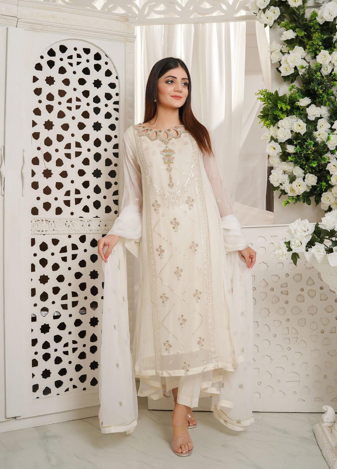 Shamooz Luxury Pret  Chiffon 3 Piece Dress SHM23MP Chambeli/ SEM-0378