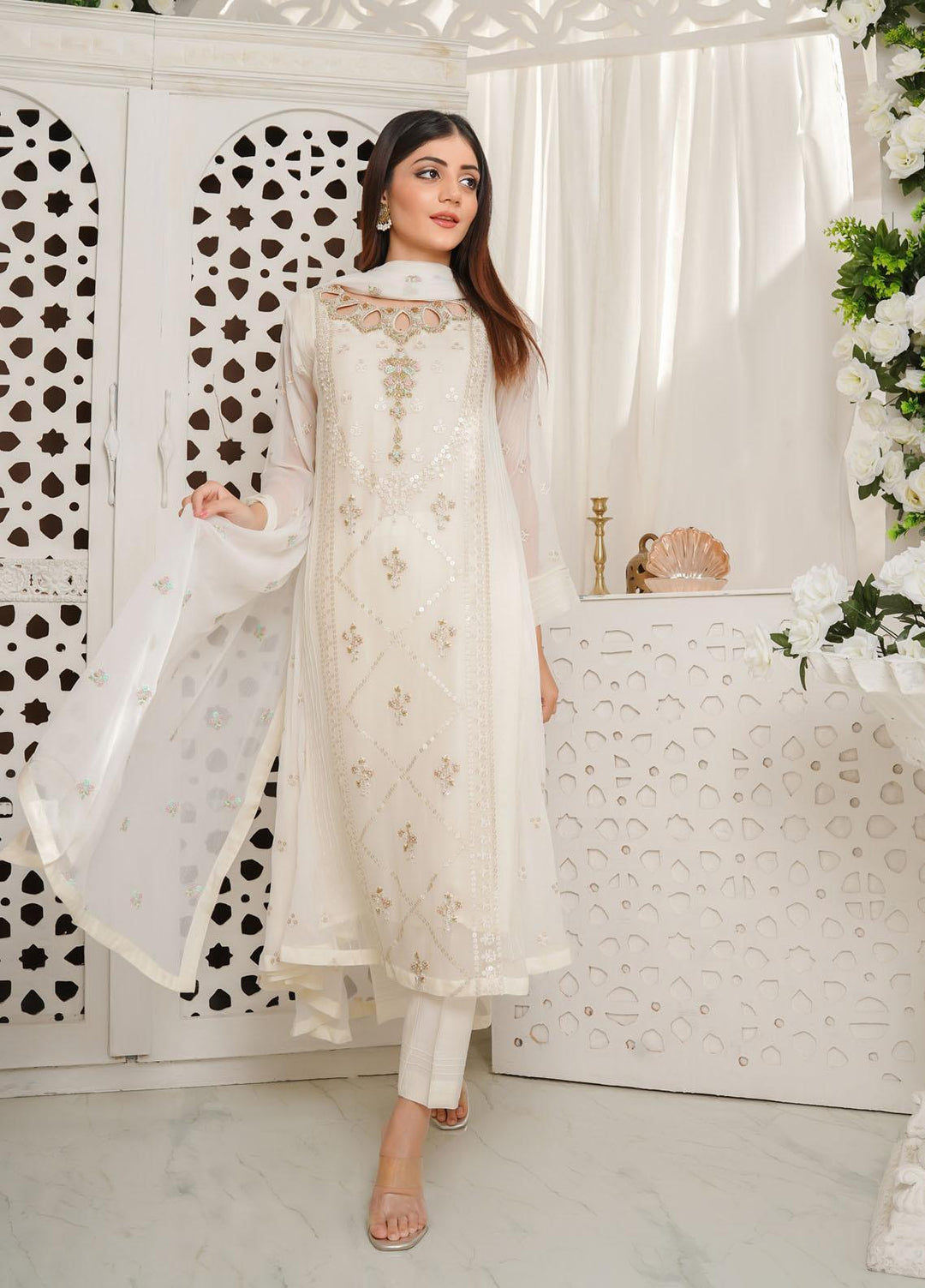 Shamooz Luxury Pret  Chiffon 3 Piece Dress SHM23MP Chambeli/ SEM-0378