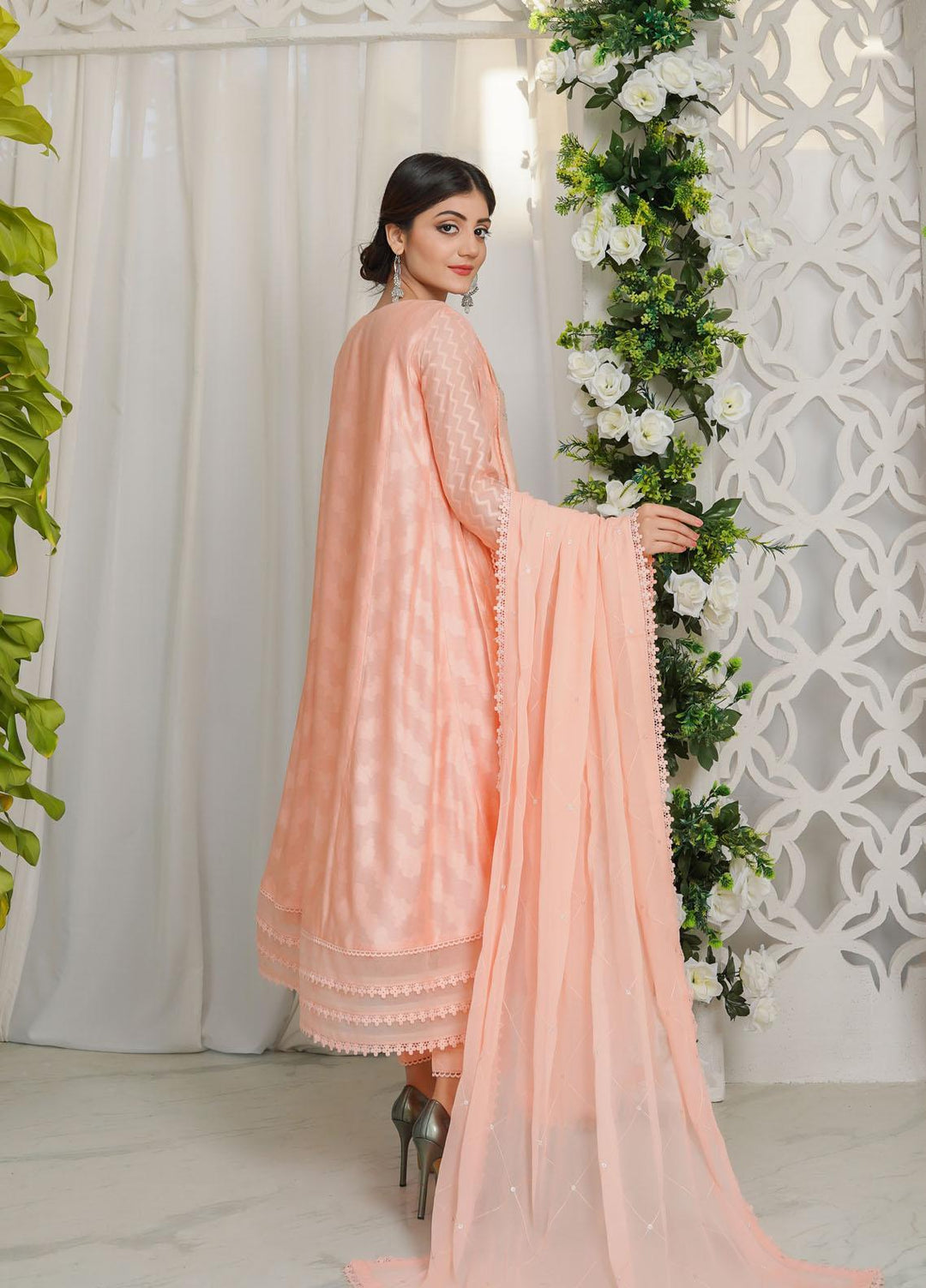 Shamooz Luxury Pret  Jacquard 3 Piece Dress SHM23MP Peach Affair /SEM-0369