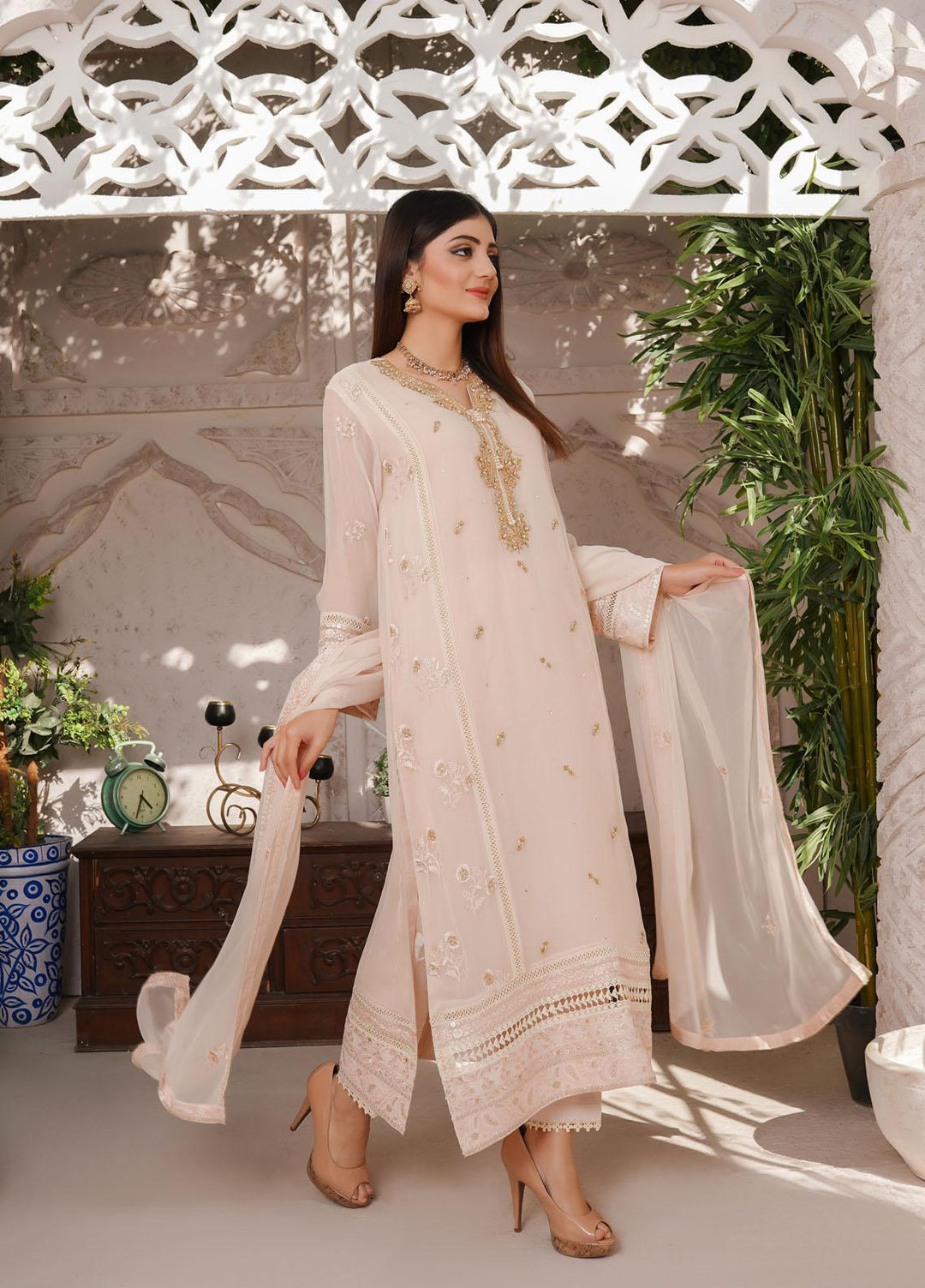 Shamooz Luxury Pret  Chiffon 3 Piece Dress SHM23MP Blossom/SEM-0381