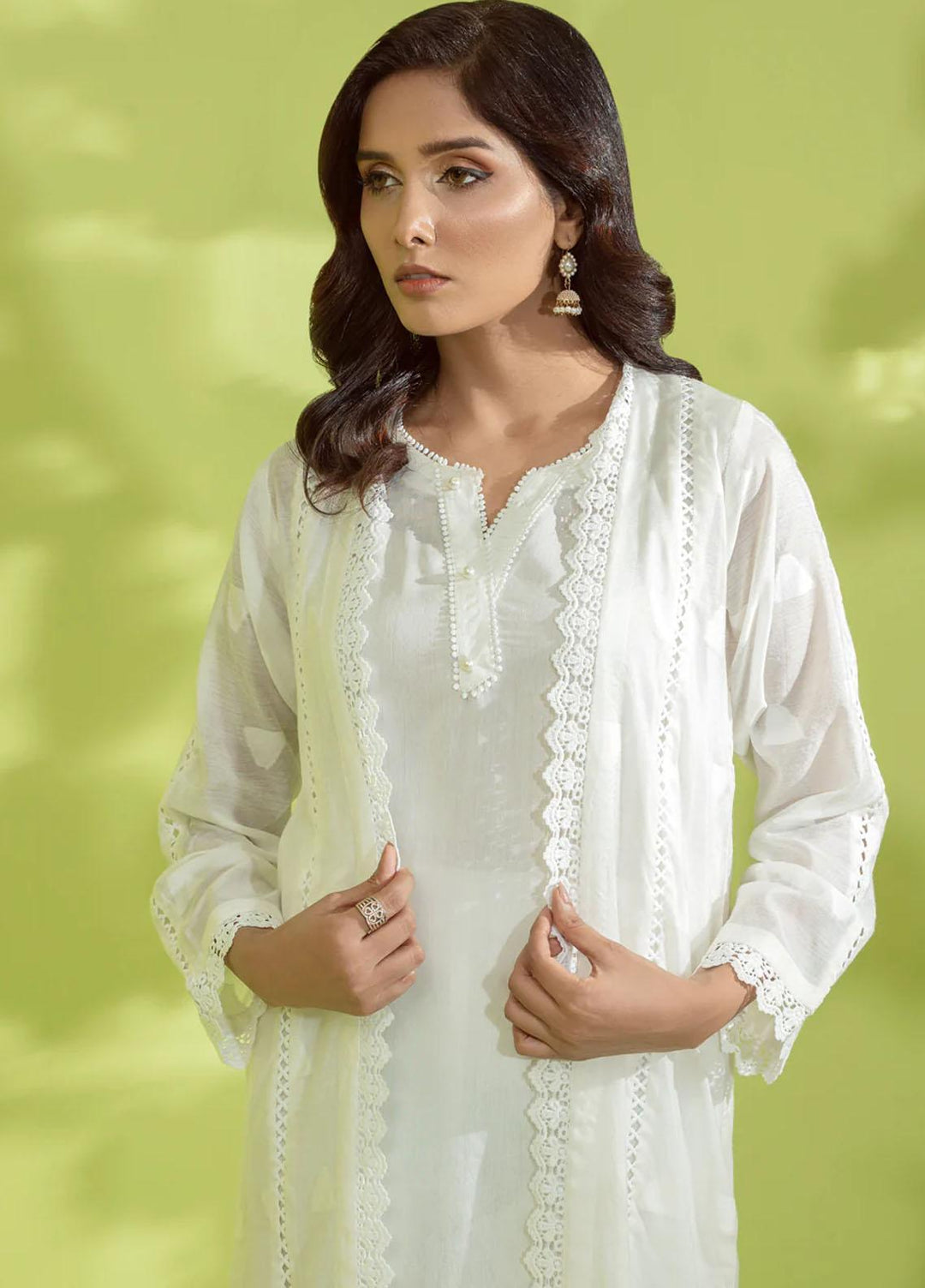 Shamooz Pret Embroidered Cotton Kurties SC-017 White